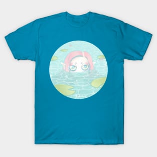 Frog girl in water lily lake - Cute girls - Mermaid T-Shirt